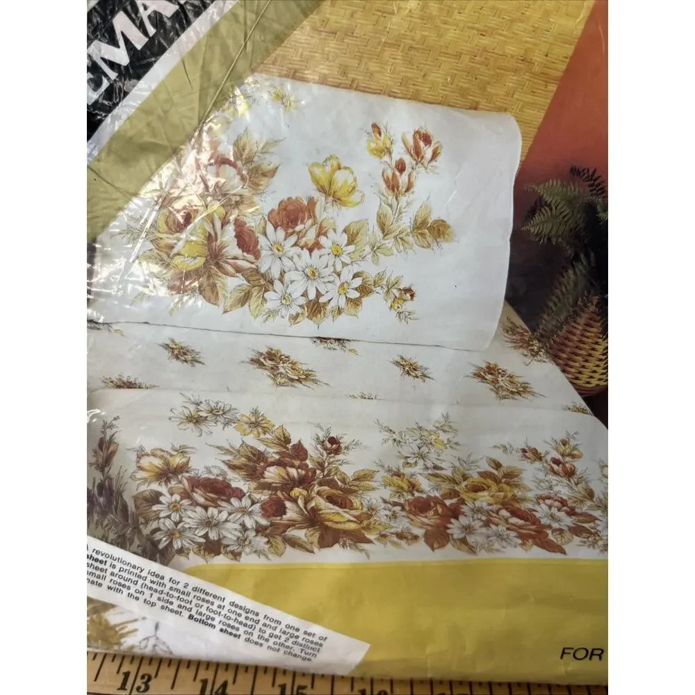 Vintage TASTERMAKER No Iron Muslin Full Fitted Sheet 54 x 75 NEW Roses Cottage